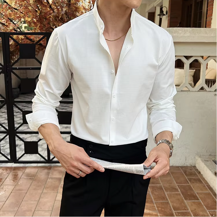 Men's Mandarin Collar Dress Shirt | Long Sleeve