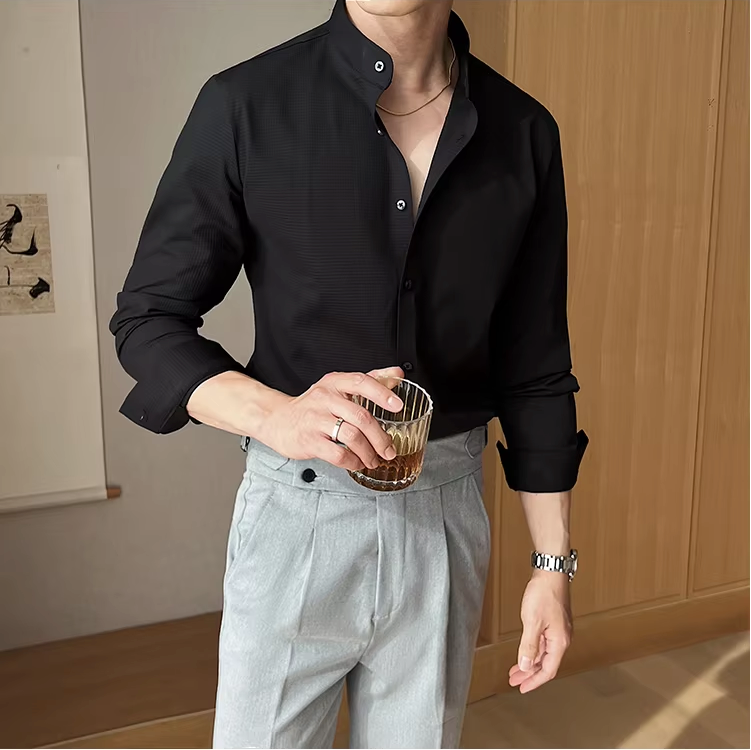 Men's Mandarin Collar Dress Shirt | Long Sleeve