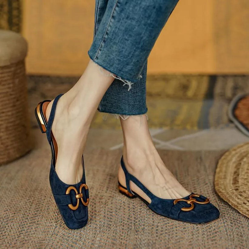 Women's Vintage Slingback Flats | Square Toe