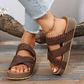 Women's Braided Cross-Strap Platform Slippers | Open-Toe Wedge
