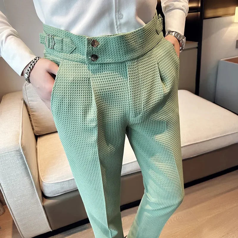 Men's High-Waisted Formal Pants | Slim Fit