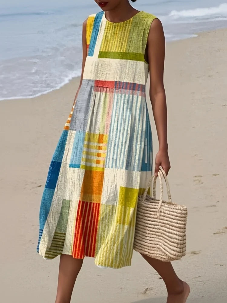 Women's Sleeveless A-line Maxi Dress | with Pockets