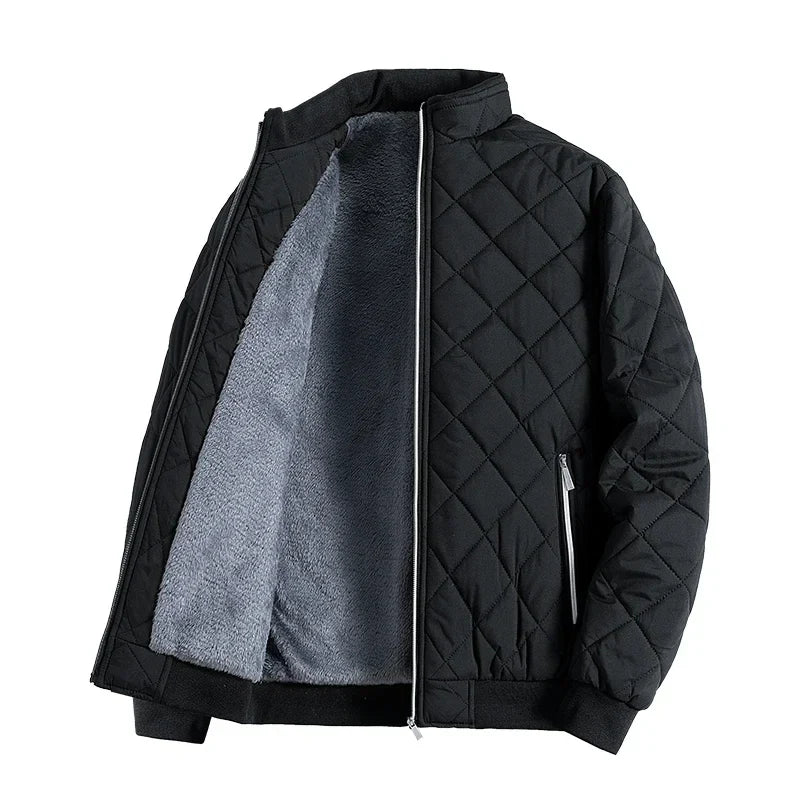 Men's Winter Warm Quilted Bomber Jacket | with Zip Pockets