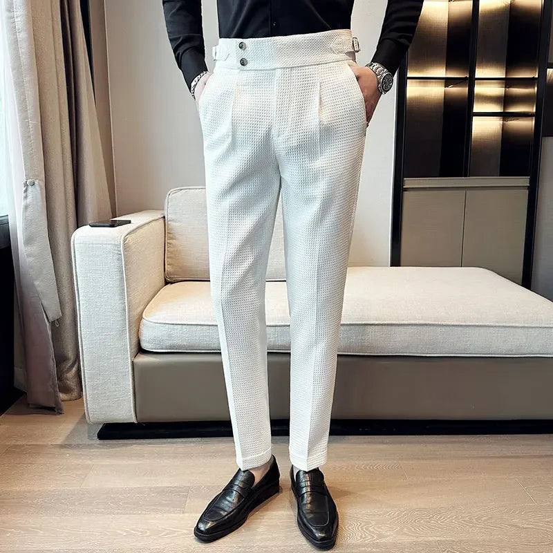Men's High-Waisted Formal Pants | Slim Fit