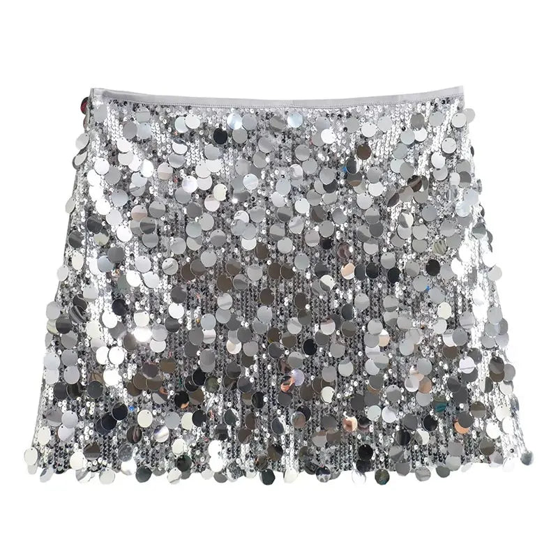Glittery High-Waisted Mini Skirt for Women