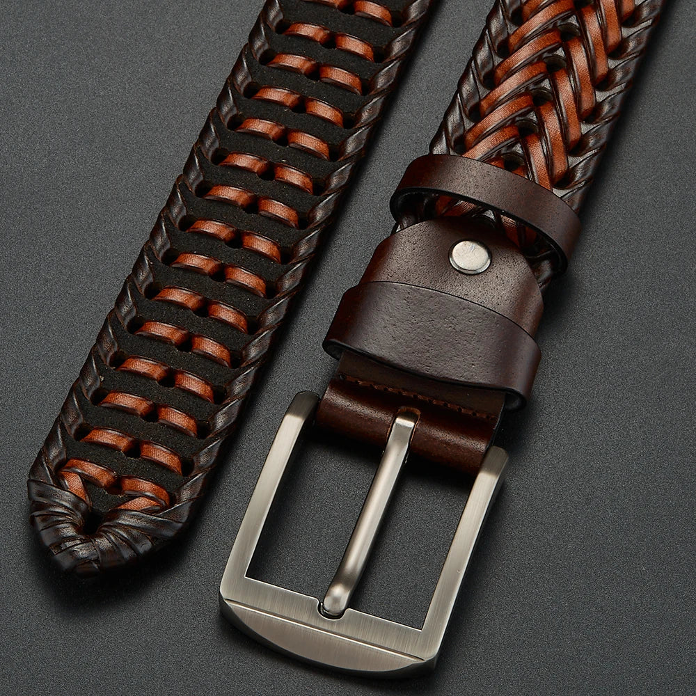 Men's Vintage Braided Belt | with Silver Pin Buckle