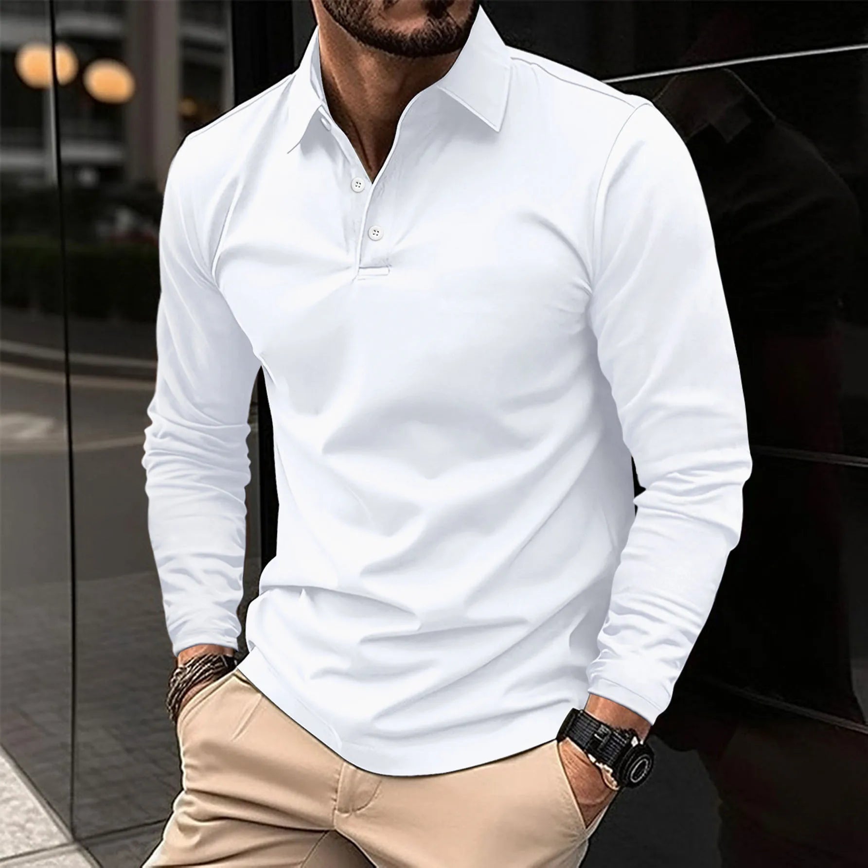 Men's Long Sleeve Polo Shirt | Versatile for Casual and Business Attire