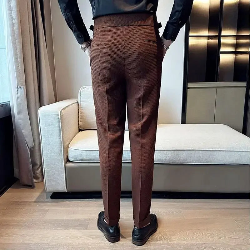 Men's High-Waisted Formal Pants | Slim Fit