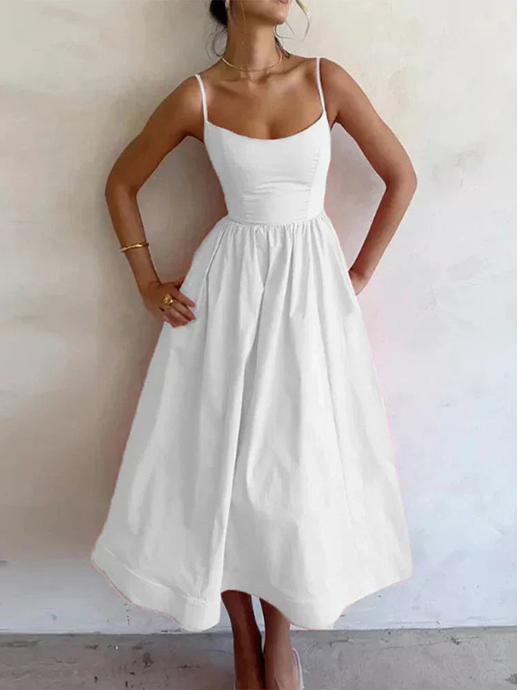 Women's Midi A-Line Spaghetti Strap Dress