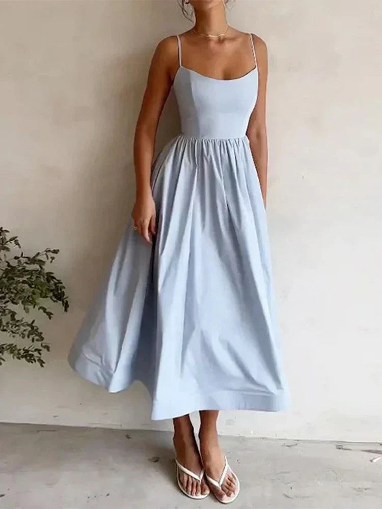 Women's Midi A-Line Spaghetti Strap Dress