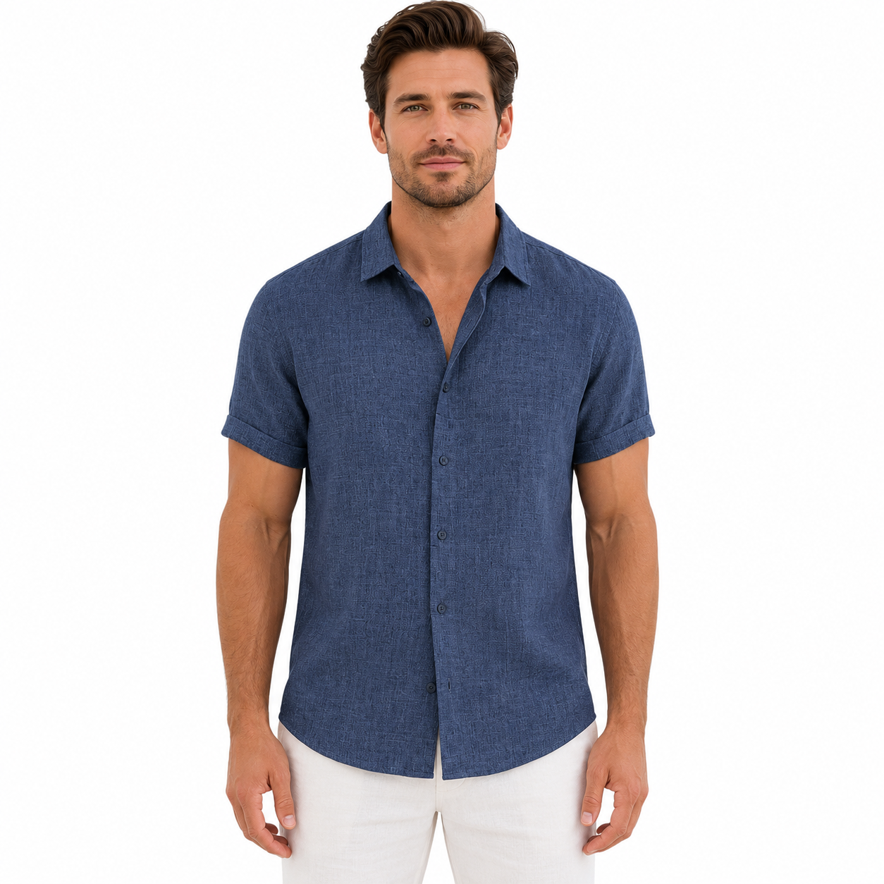 Short Sleeve Linen Shirt for Men