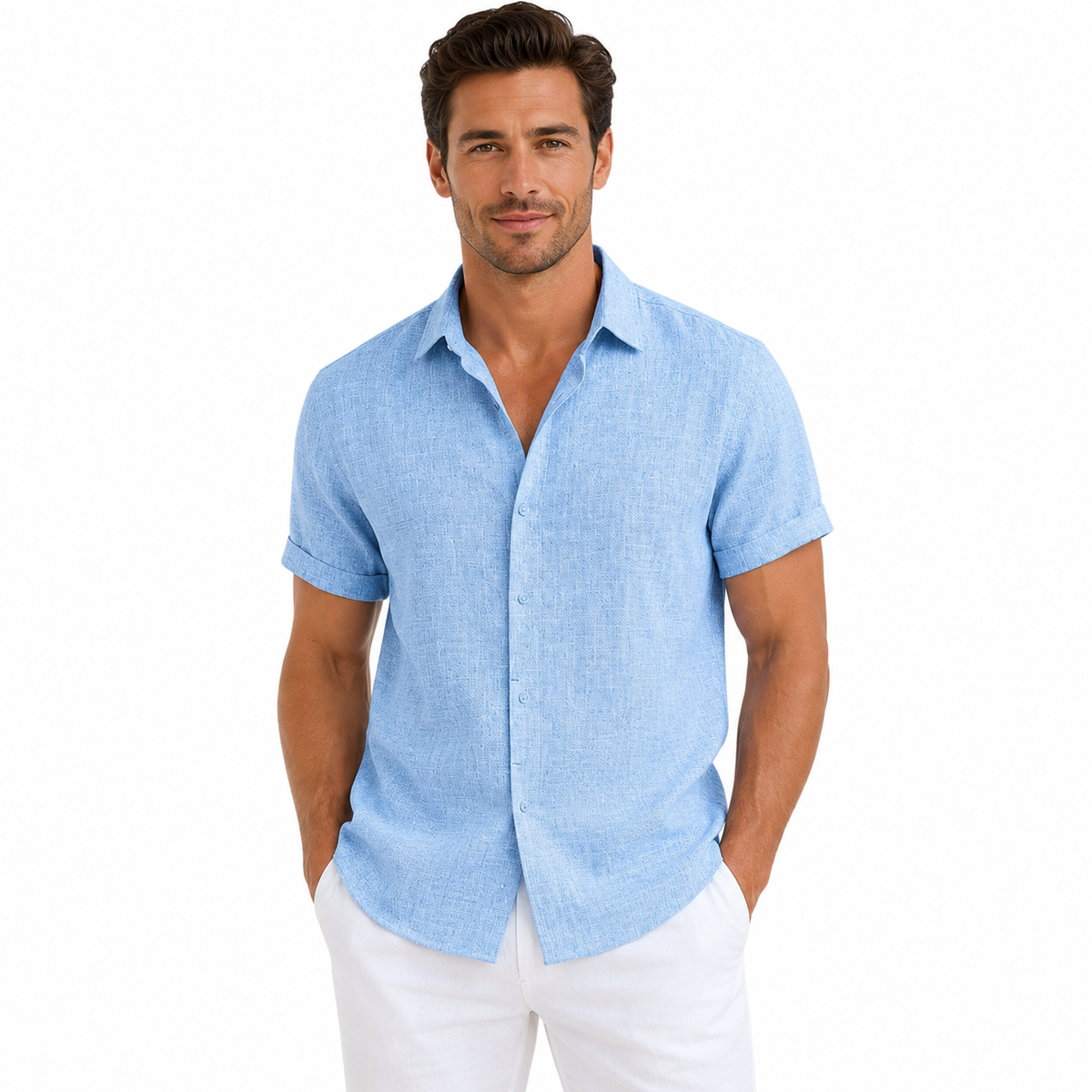 Short Sleeve Linen Shirt for Men