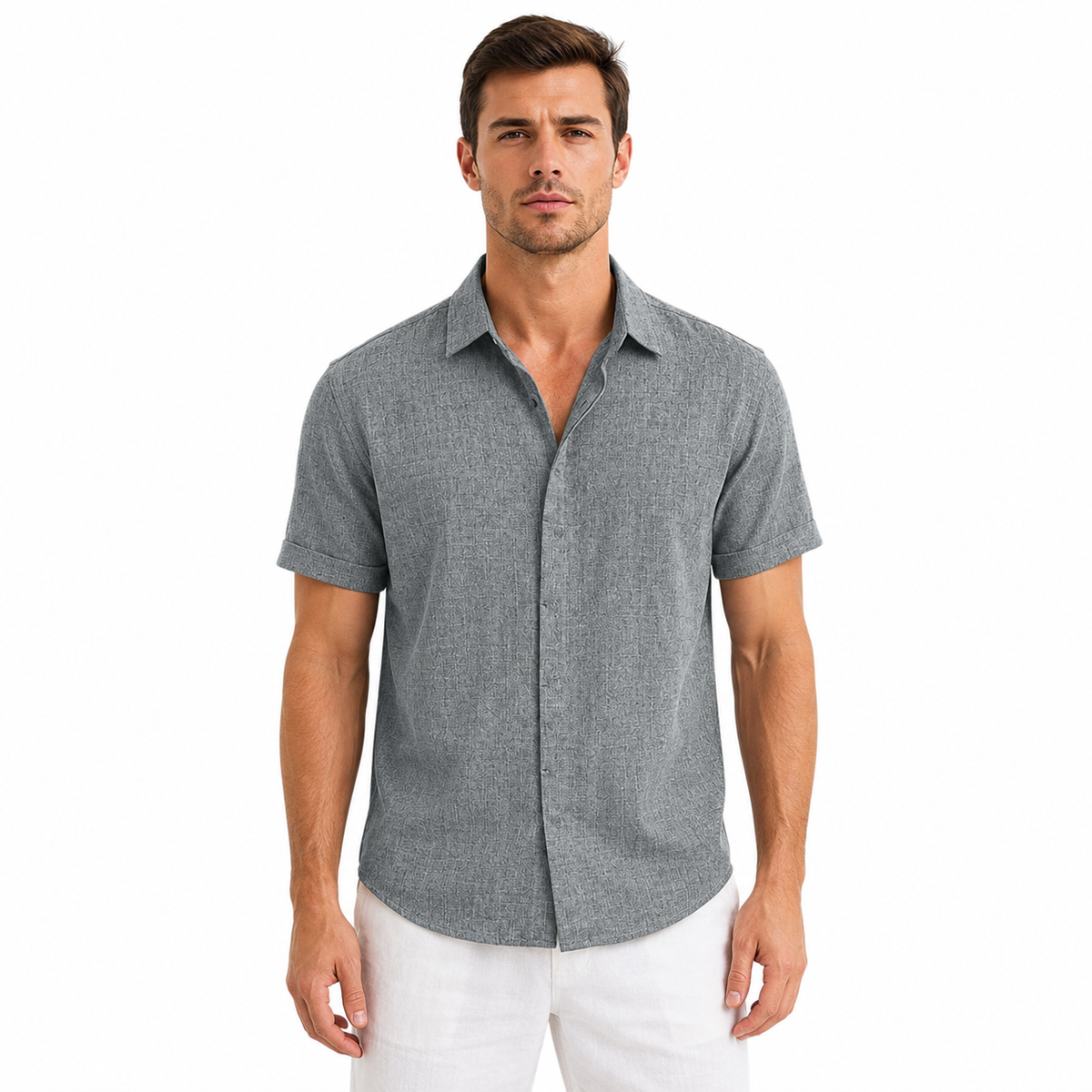 Short Sleeve Linen Shirt for Men