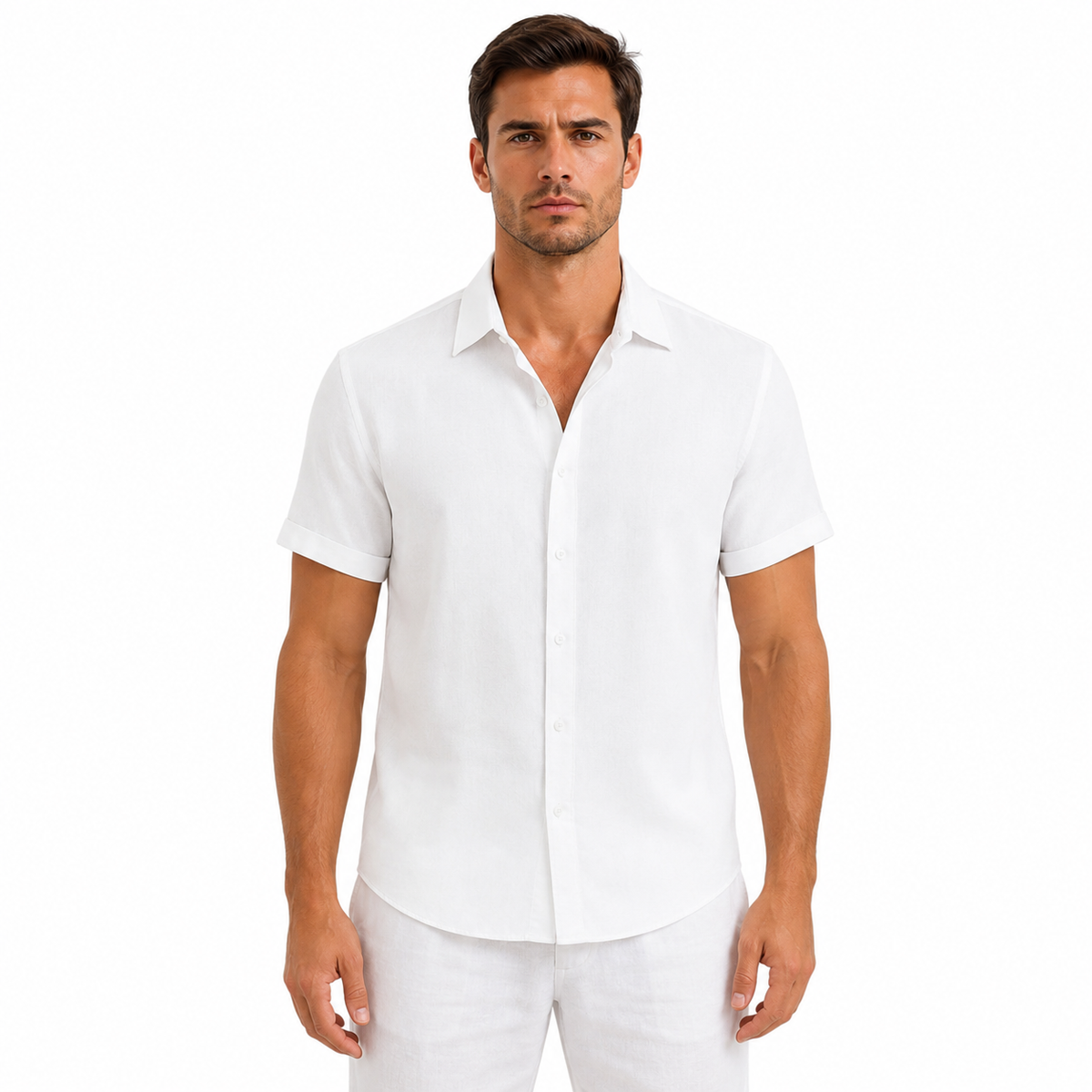 Short Sleeve Linen Shirt for Men