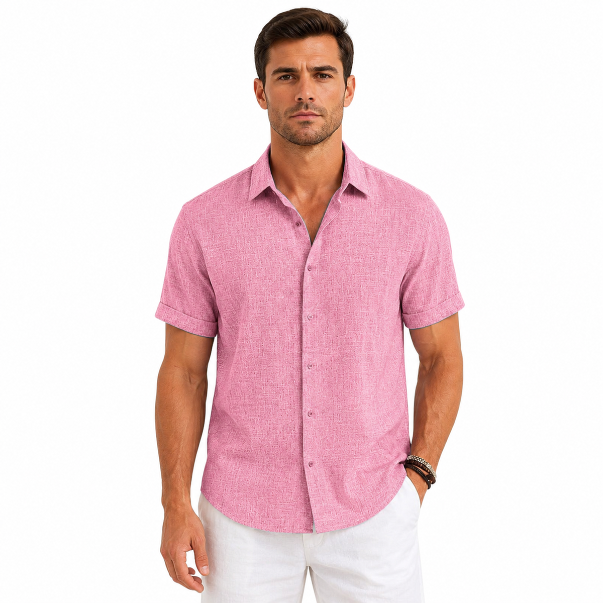 Short Sleeve Linen Shirt for Men