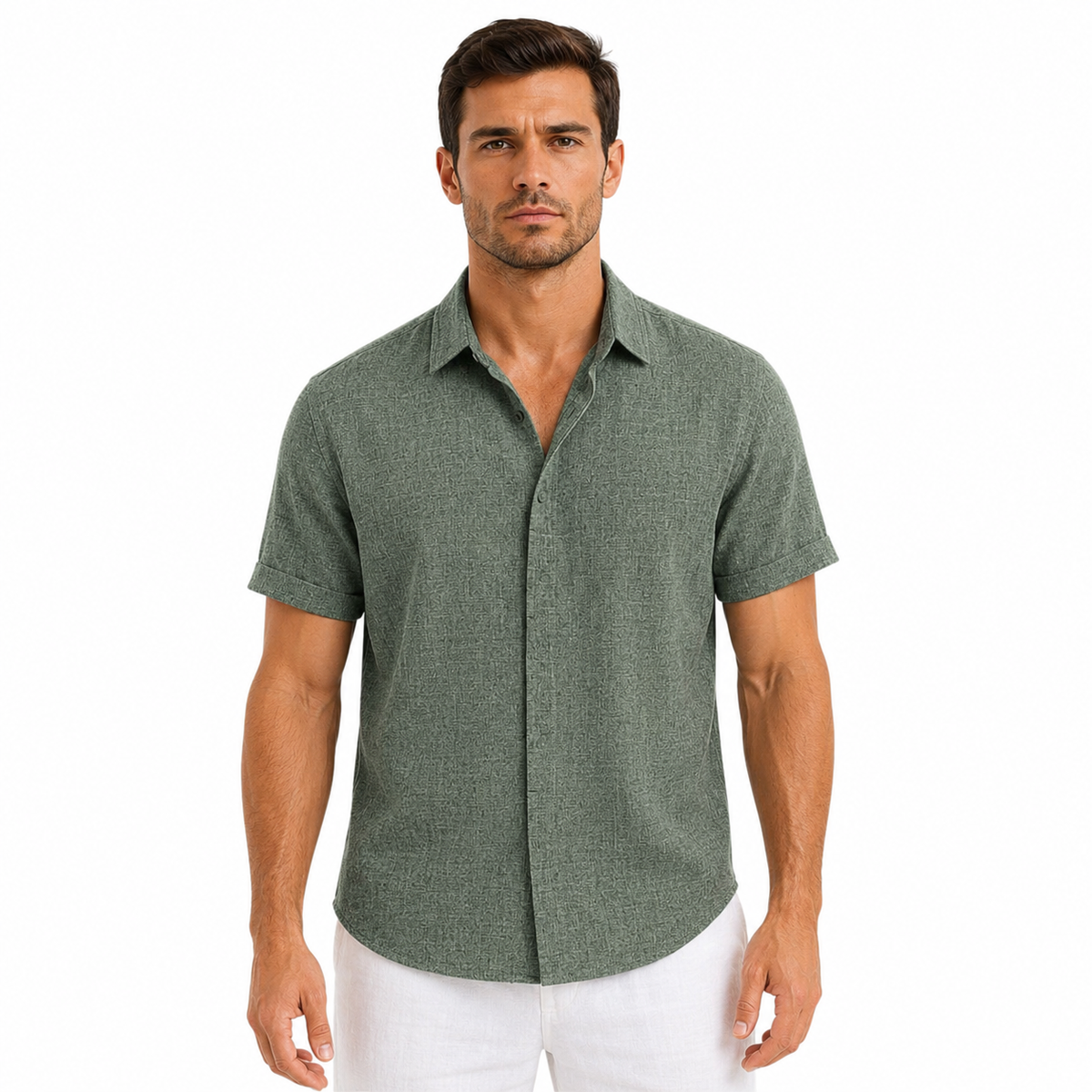 Short Sleeve Linen Shirt for Men