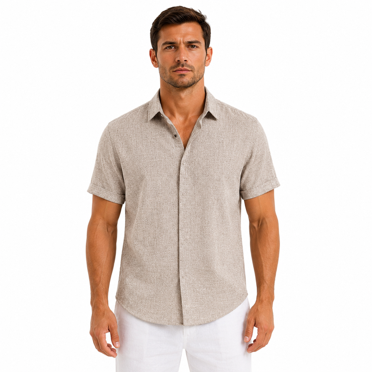 Short Sleeve Linen Shirt for Men