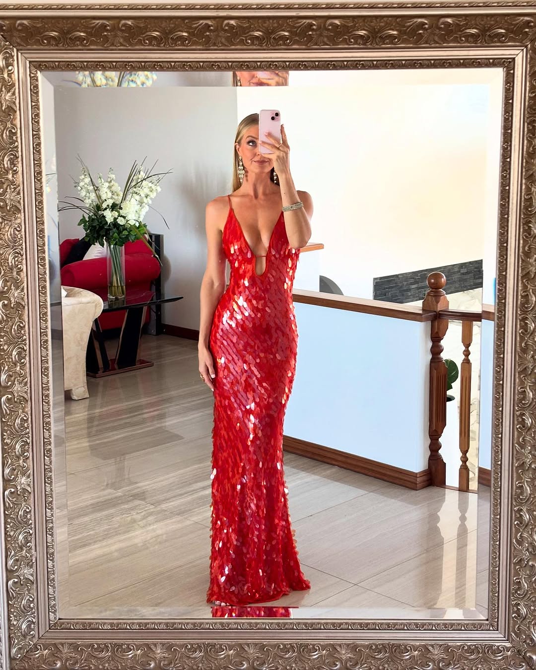 Sequin Maxi Dress with V-Neck for Women - Benedetta