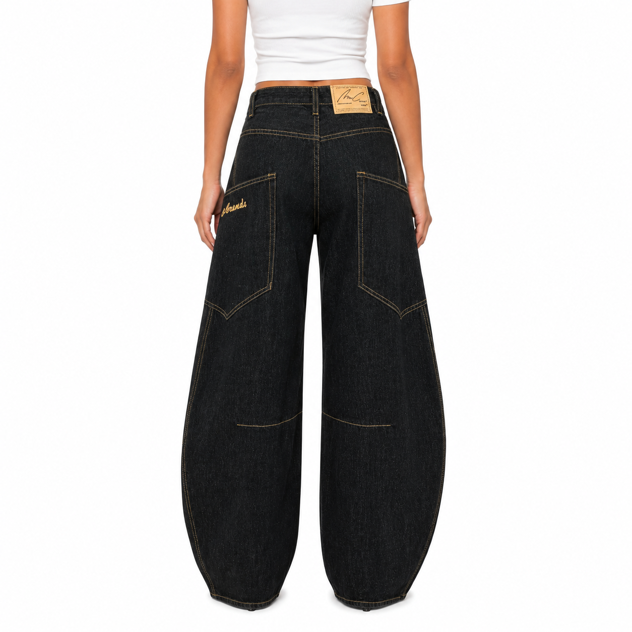 Solid Color Vintage Washed Wide Leg Barrel Jeans