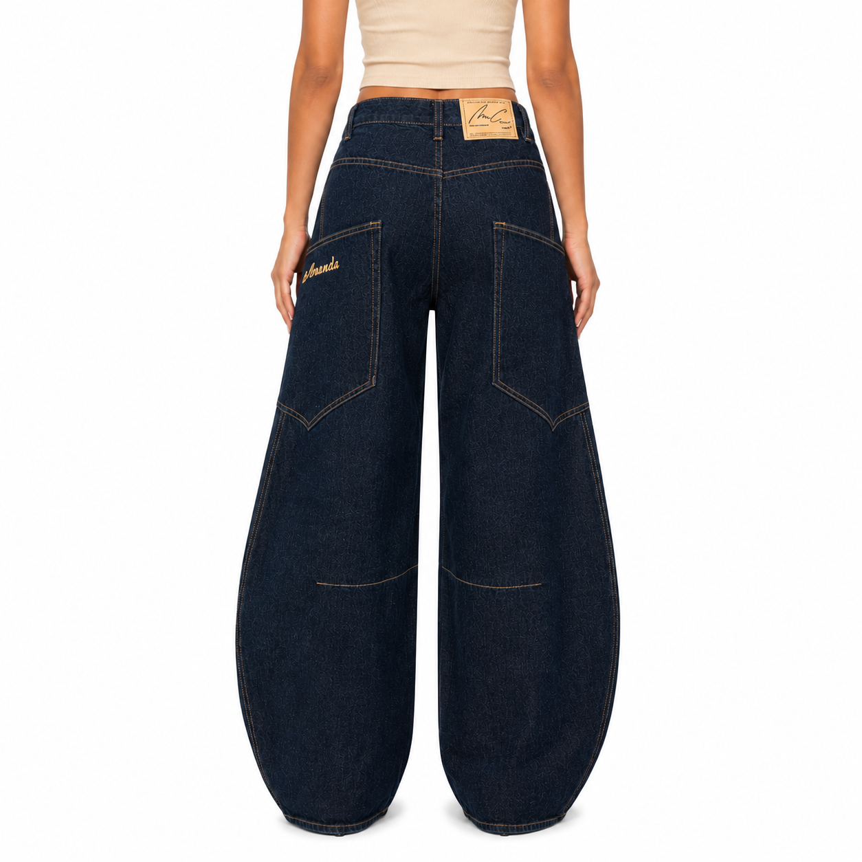 Solid Color Vintage Washed Wide Leg Barrel Jeans