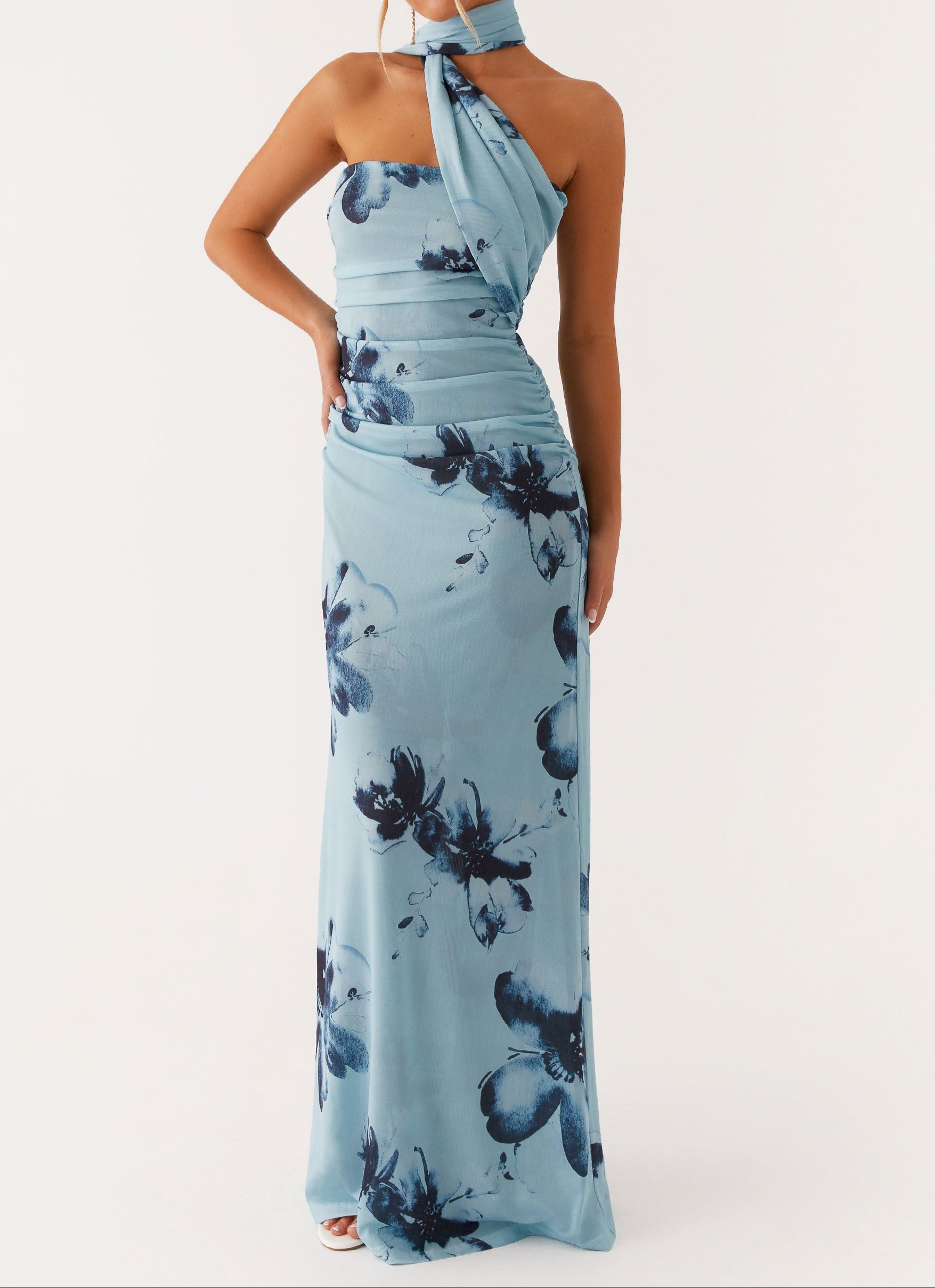 Maxi Dress - Blue Black Floral