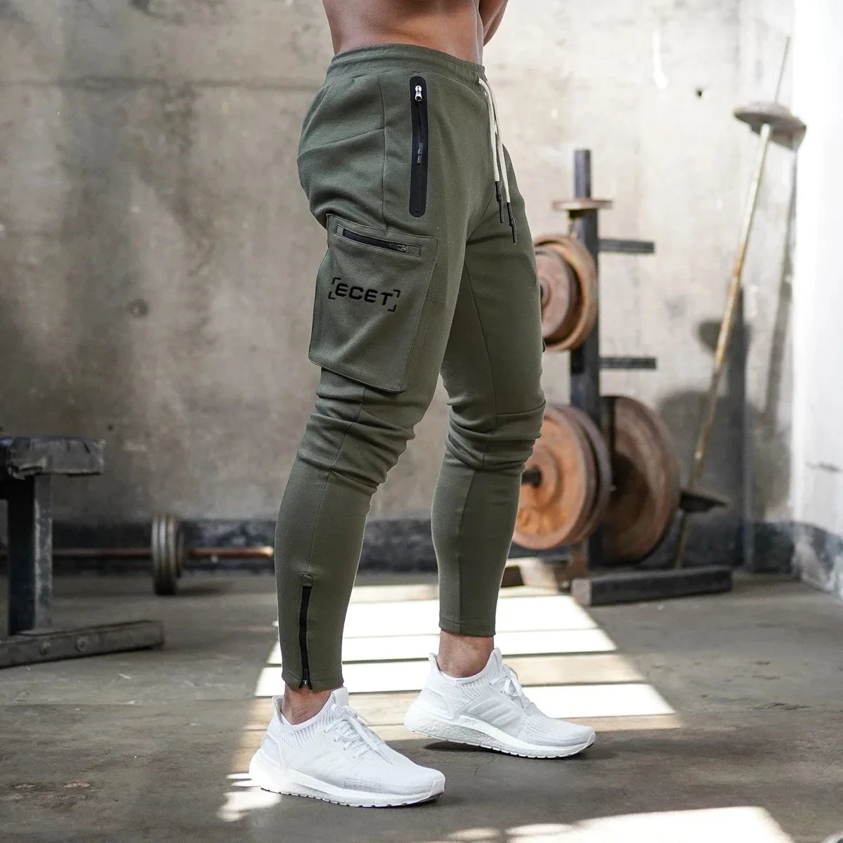 Men's Slim Fit Athletic Jogging Pants with Zipper Pockets