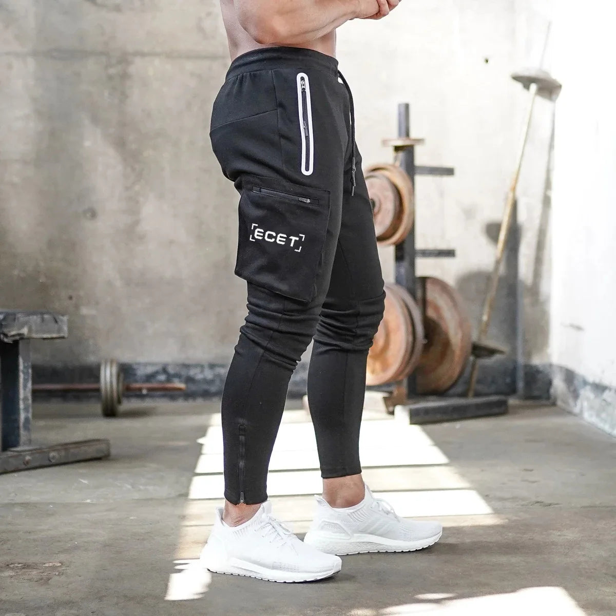 Men's Slim Fit Athletic Jogging Pants with Zipper Pockets