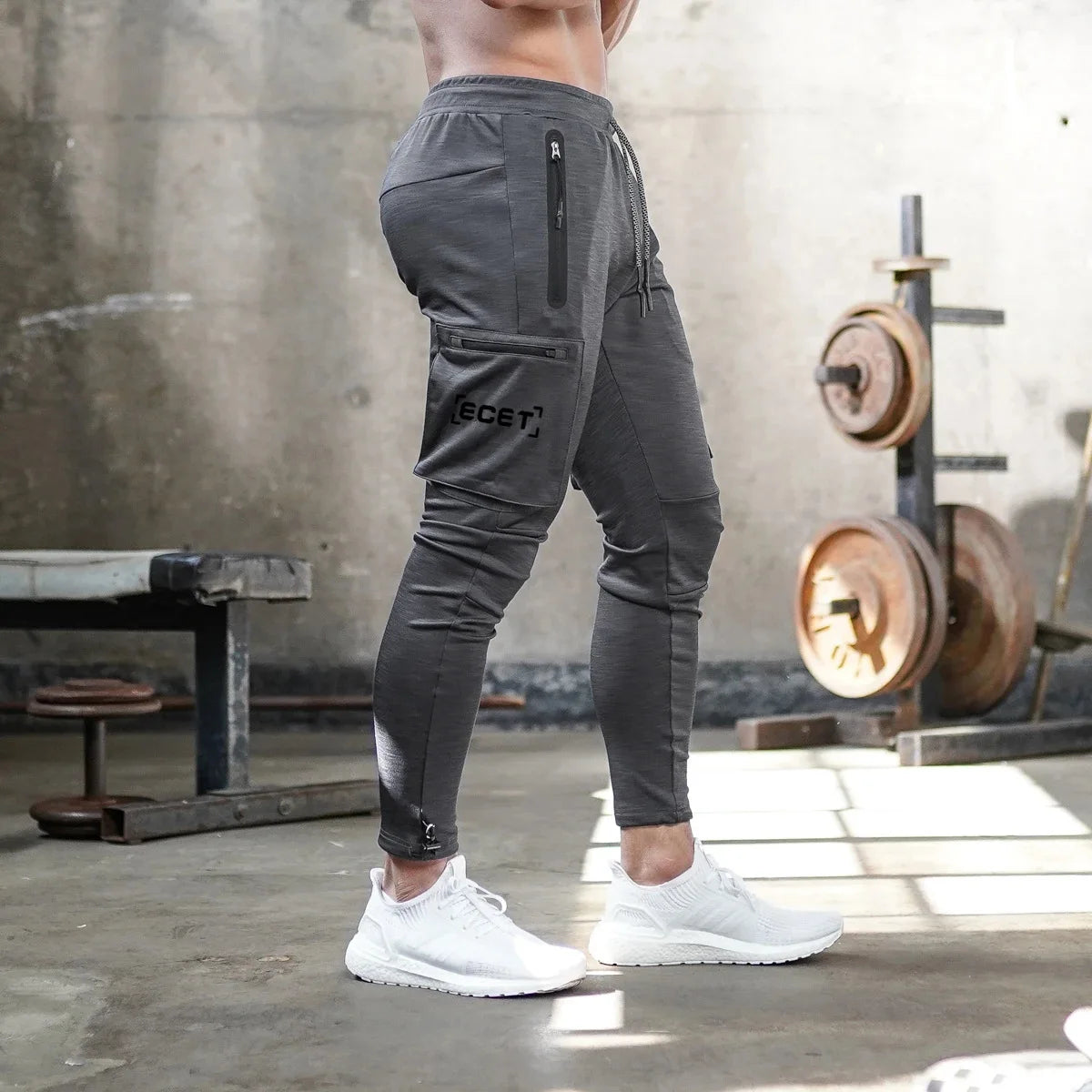 Men's Slim Fit Athletic Jogging Pants with Zipper Pockets