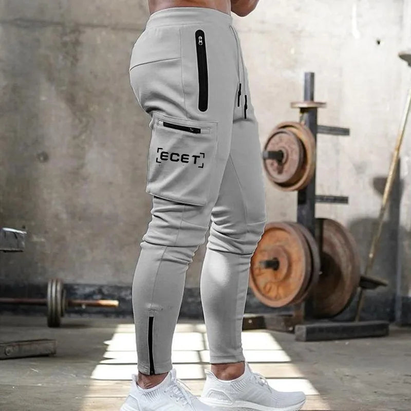 Men's Slim Fit Athletic Jogging Pants with Zipper Pockets