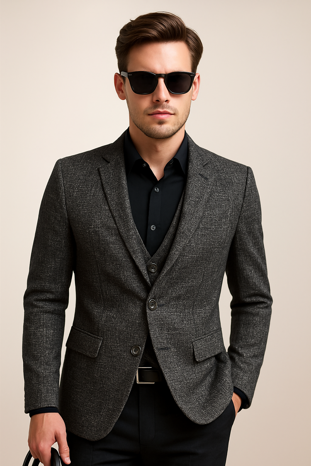 Men's Long Sleeve Formal Blazer with Notched Lapel