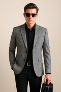 Men's Long Sleeve Formal Blazer with Notched Lapel
