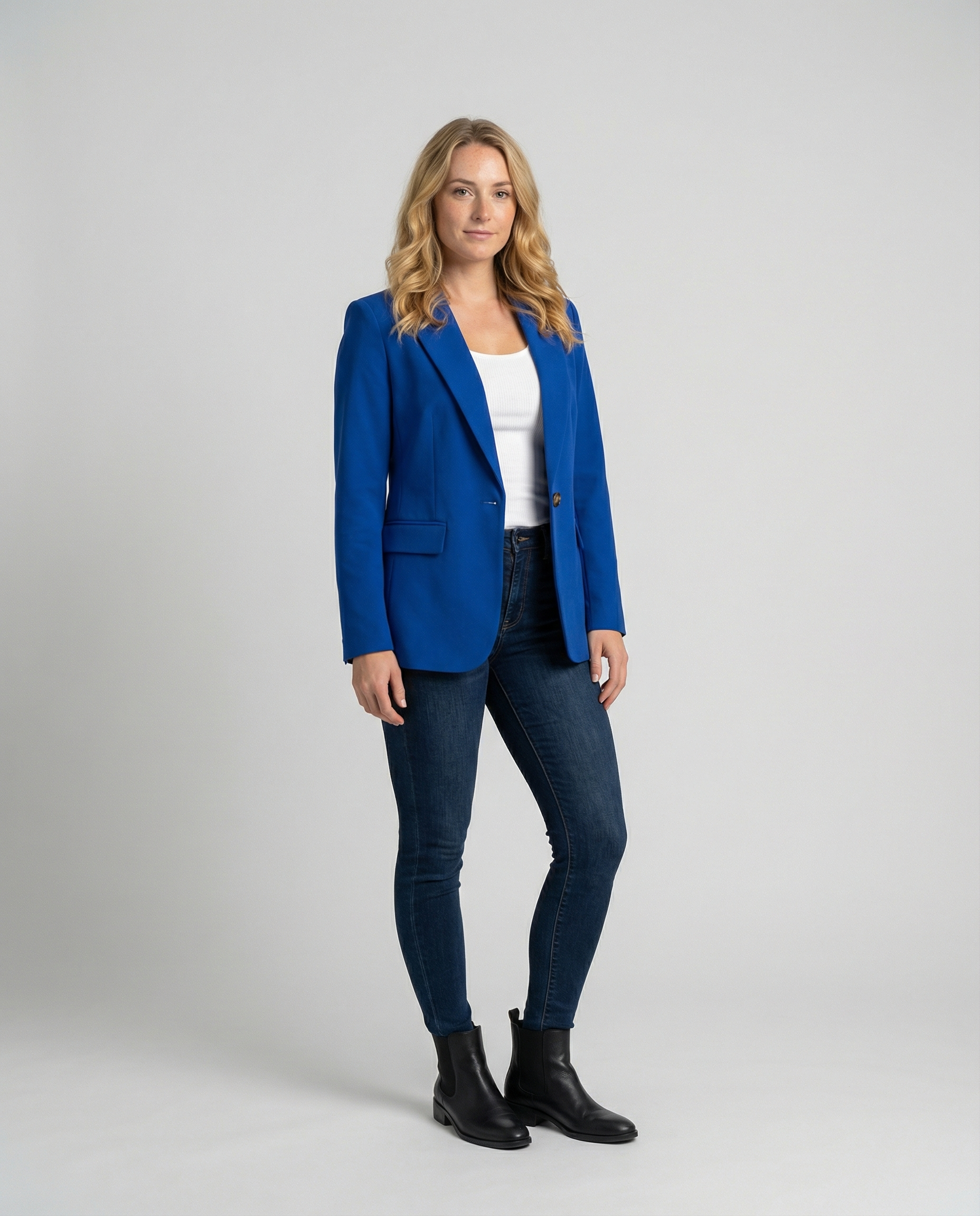 Womens' Blazer Jacket with Notched Collar for Office Wear