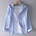 Men's Hooded Linen Blouse with Button Placket