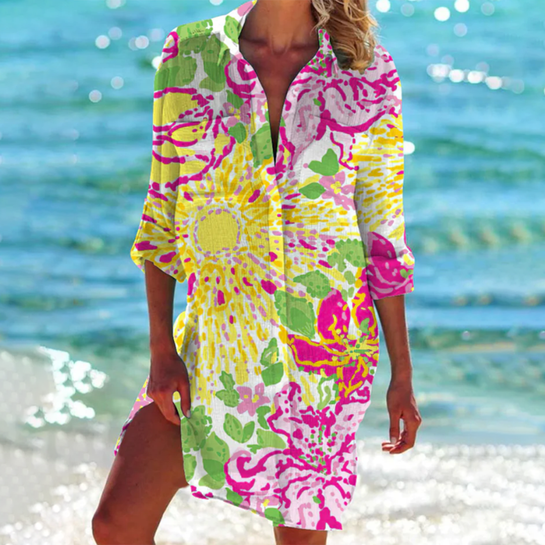 Women's Relaxed Fit Long Sleeve Shirt Dress