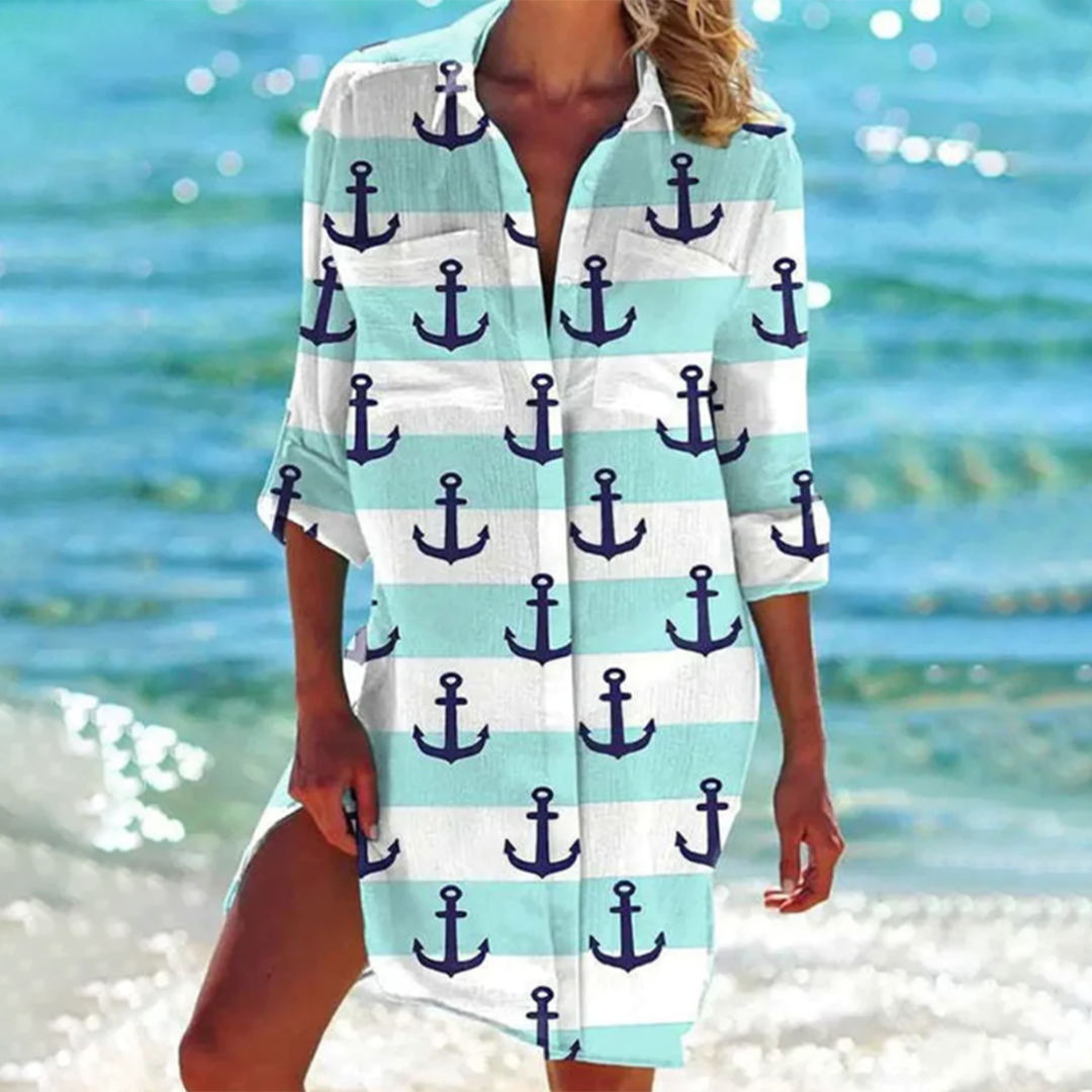 Women's Relaxed Fit Long Sleeve Shirt Dress