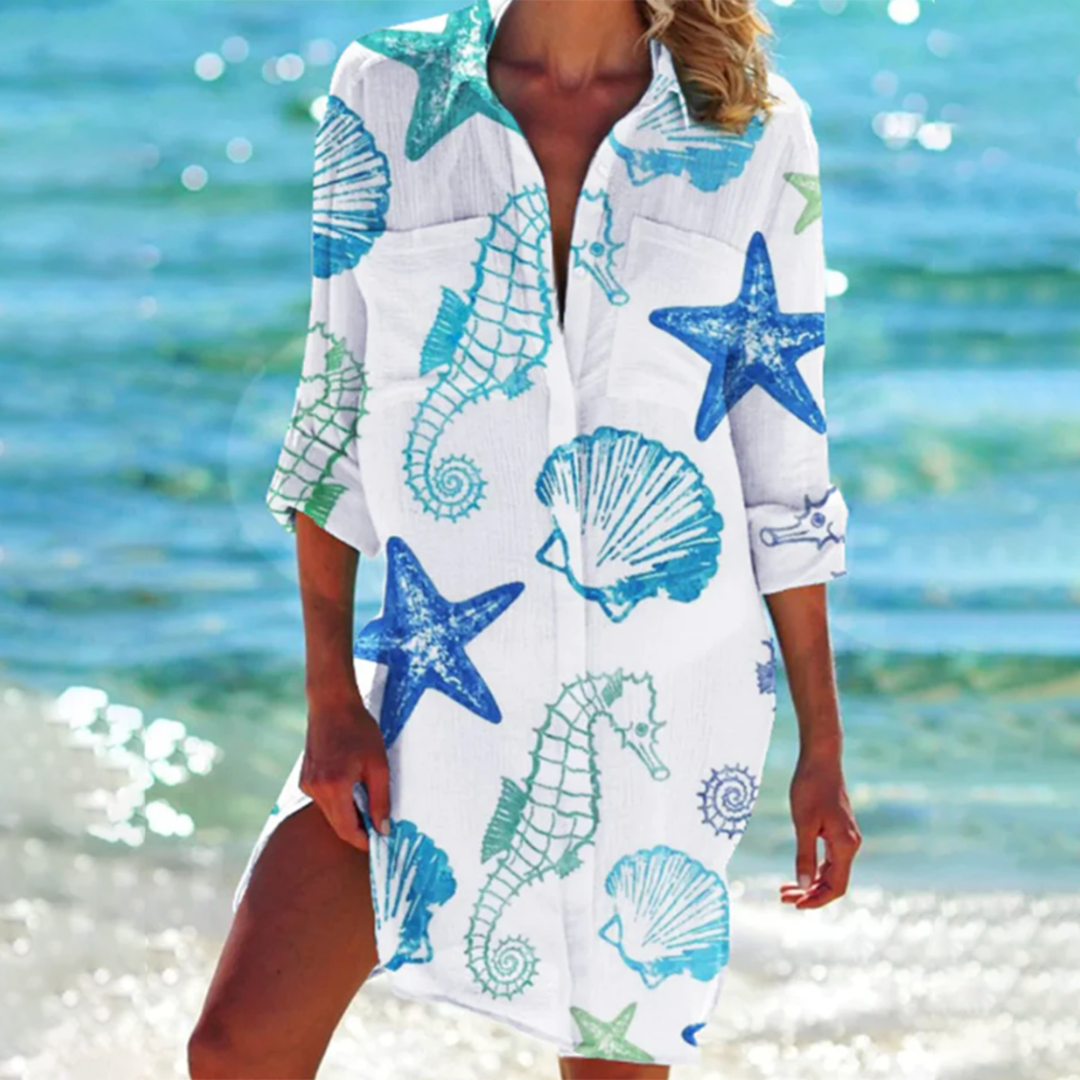 Women's Relaxed Fit Long Sleeve Shirt Dress