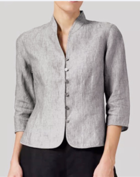 Women's Stand Collar Transitional Jacket with 3/4 Sleeves