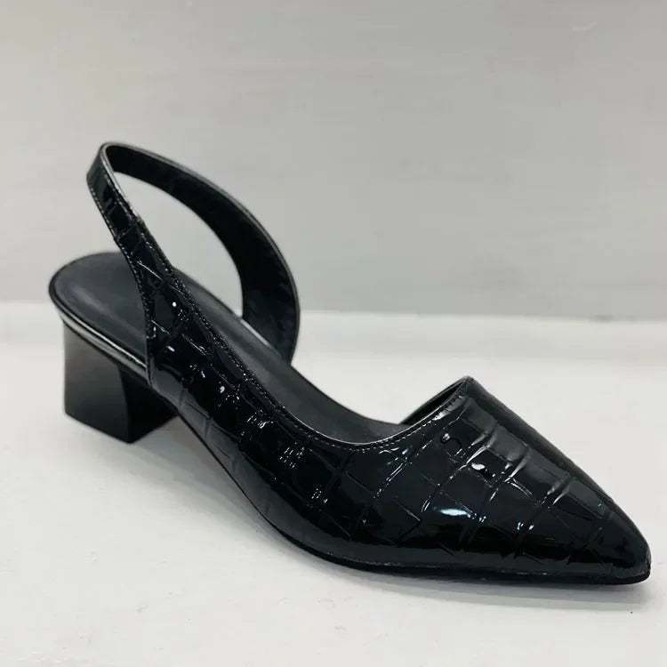 Women's Pointed Toe Slingback Sandals | Chunky Low Heels