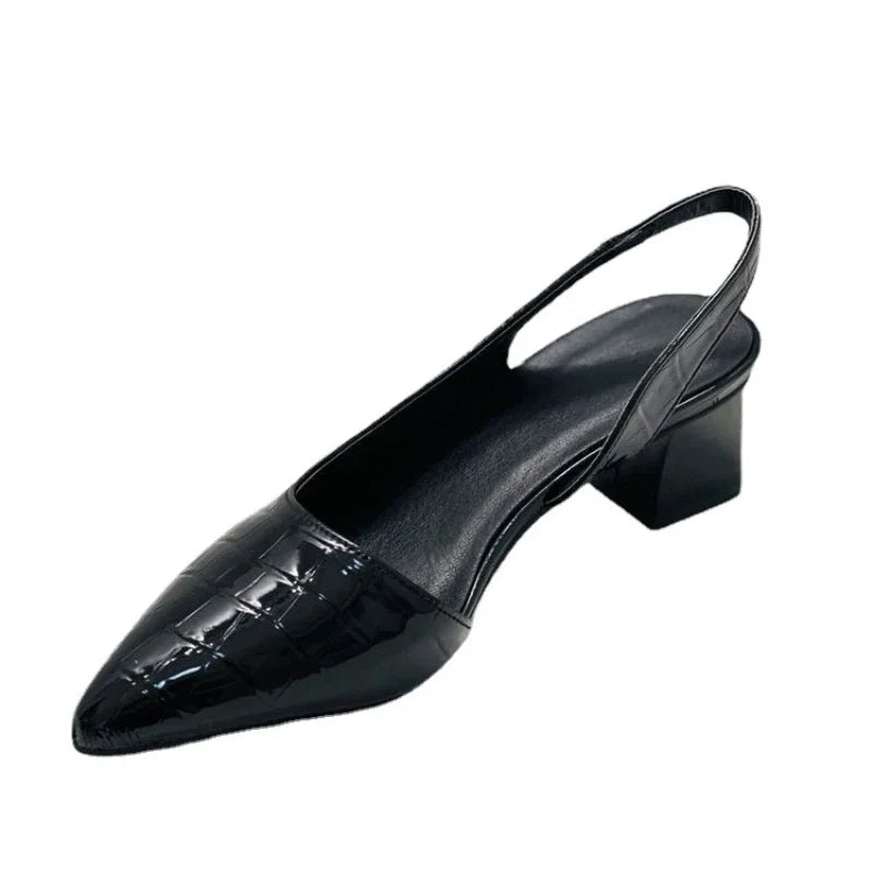 Women's Pointed Toe Slingback Sandals | Chunky Low Heels