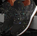 Women's Casual Glitter Lace-Up Sneakers