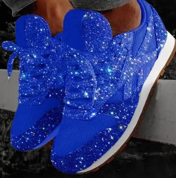Women's Casual Glitter Lace-Up Sneakers