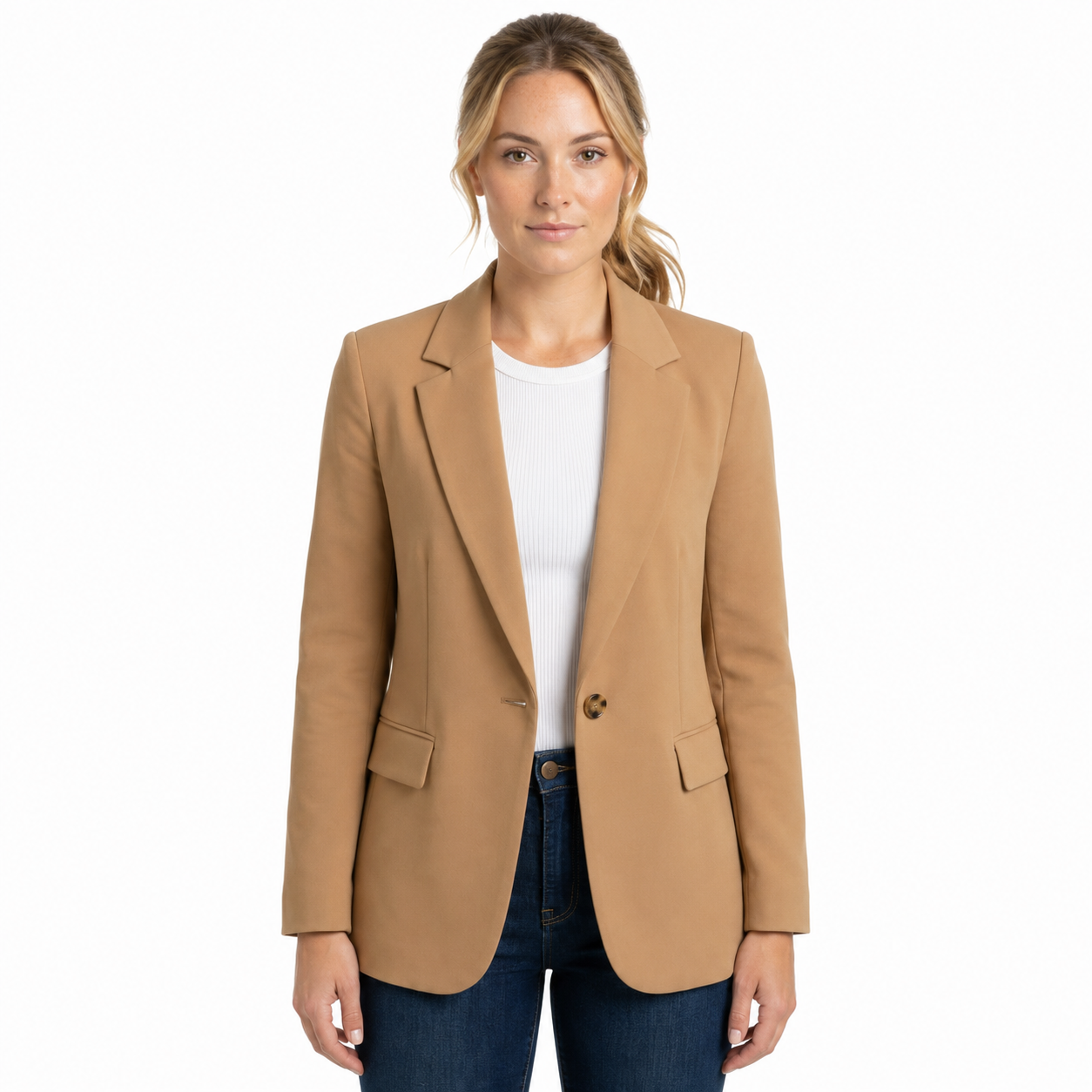 Women's Blazer Jacket with Notched Collar for Office Wear