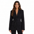 Women's Casual Belted Blazer with Long Sleeves