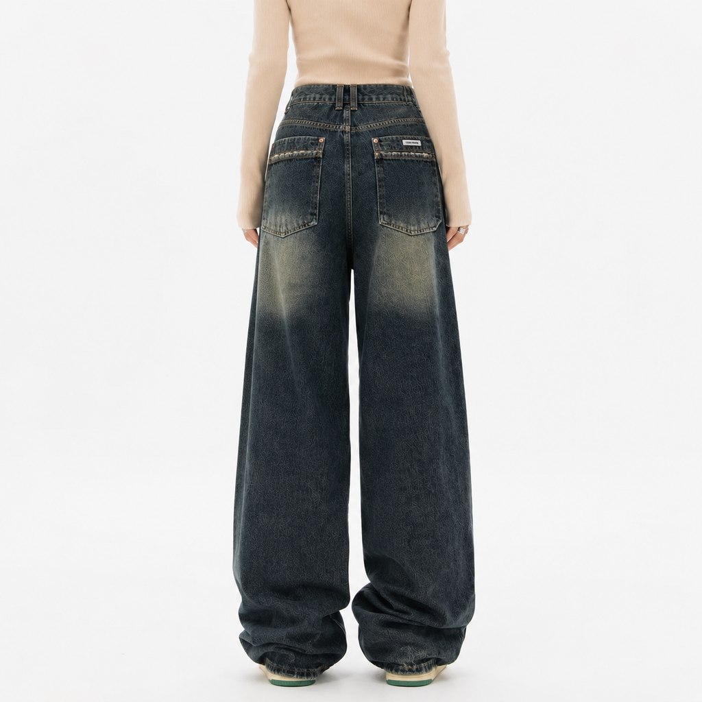 Women's Dark Wash Baggy Boyfriend Jeans