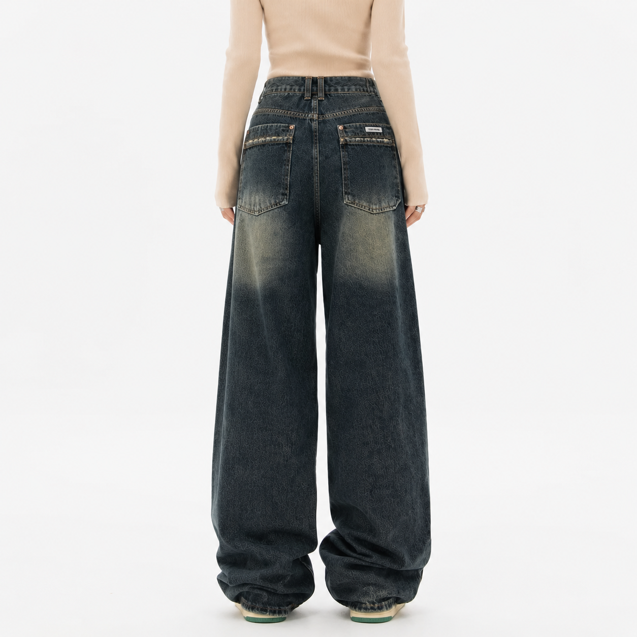 Women's Dark Wash Baggy Boyfriend Jeans