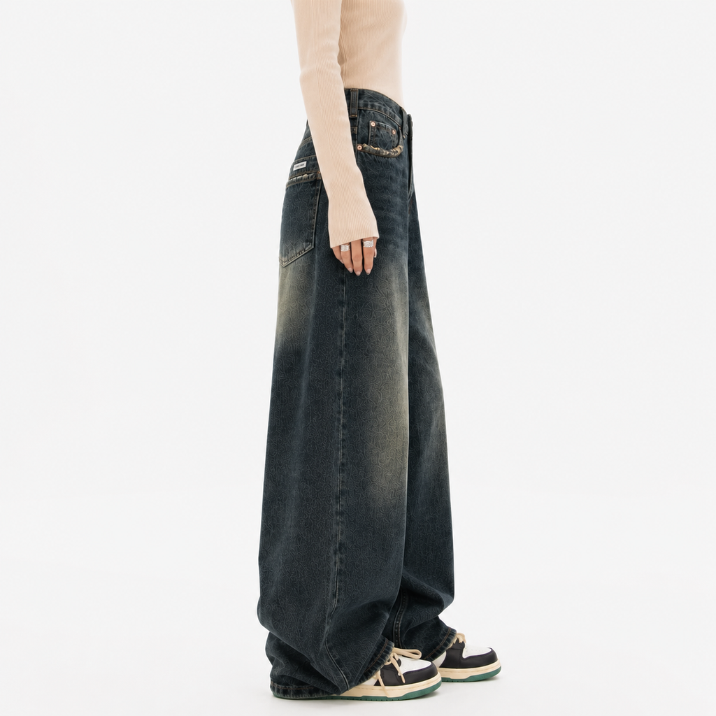 Women's Dark Wash Baggy Boyfriend Jeans