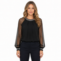 Women's Elegant Black Long Sleeve Blouse