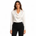 Women's Long Sleeve Waterfall Neck Blouse