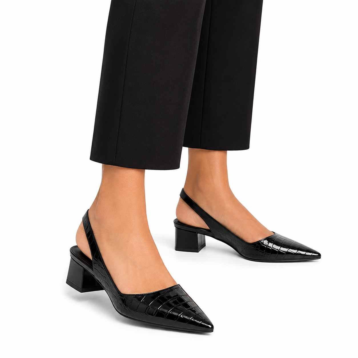 Women's Pointed Toe Slingback Sandals | Chunky Low Heels