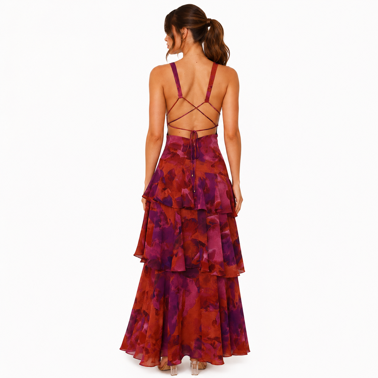 Women's V-Neck Ruffled Maxi Summer Dress